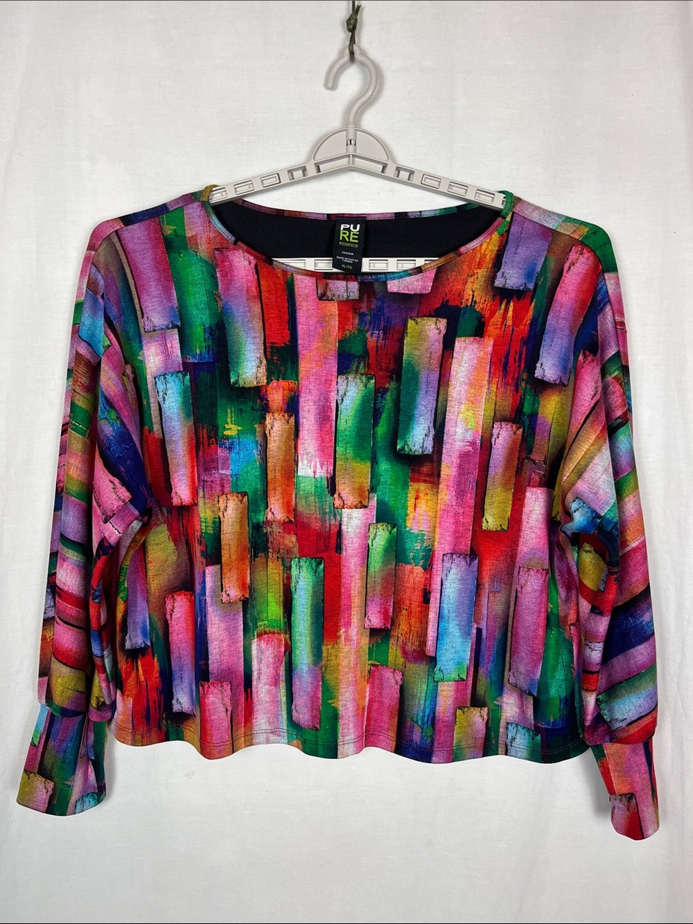 PURE Essence Multicolored Abstract Long Sleeve Blouse